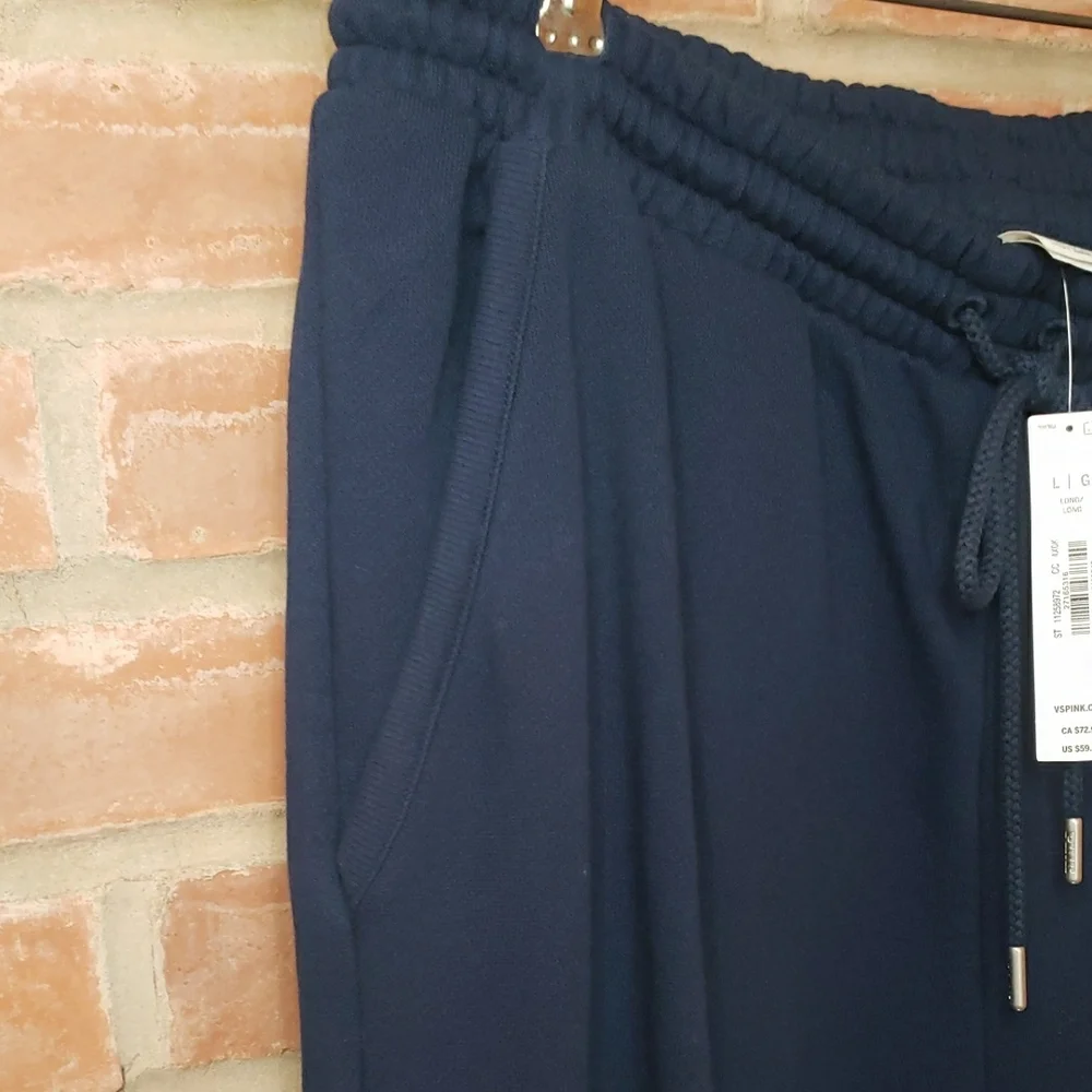NWT TALL girl Friendly PINK Victoria's Secret Navy Drawstring Pants - Picture 8 of 17